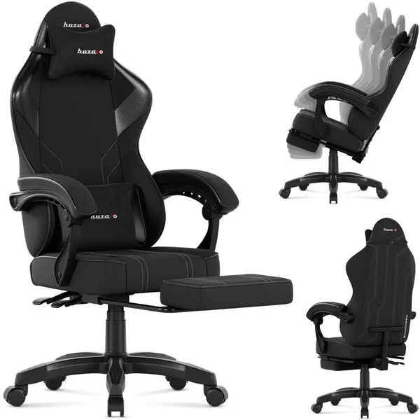 Huzaro Scaun gaming, Huzaro, Force 3.7, suport picioare, material respirabil, Carbon Negru