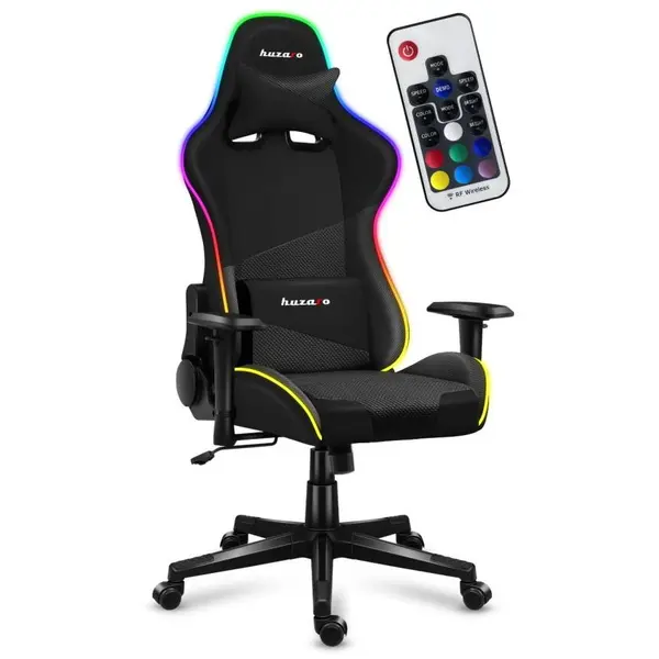 Huzaro Scaun gaming Huzaro Force 6.2 Mesh RGB, Maxim 130 kg, Cotiere reglabile, Perne lombara & cervicala, Negru