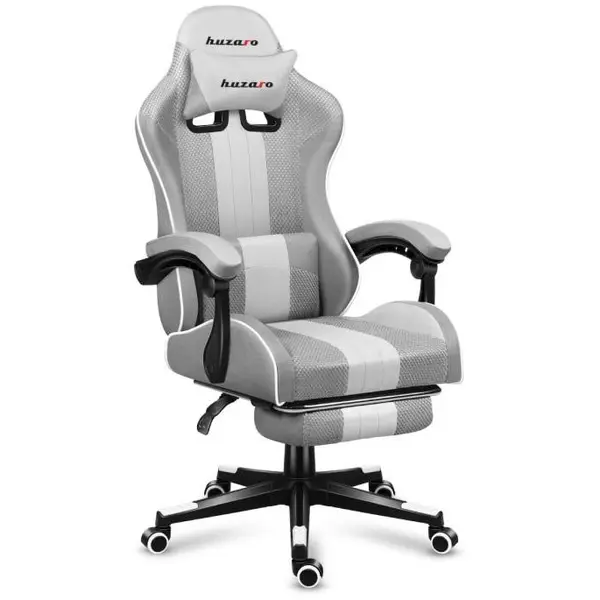 Huzaro Scaun gaming Huzaro HZ-Force 4.7 Mesh, Suport picioare, Cotiere moi, Perne lombara & cervicala, Cadru otel (Alb)
