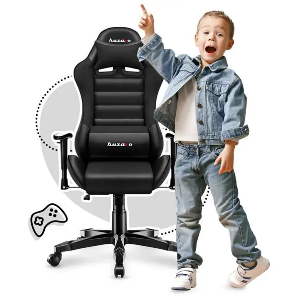 Huzaro Scaun gaming pentru copii Huzaro HZ-Ranger 6.0, max 130 kg, Perna lombara si de gat, Negru