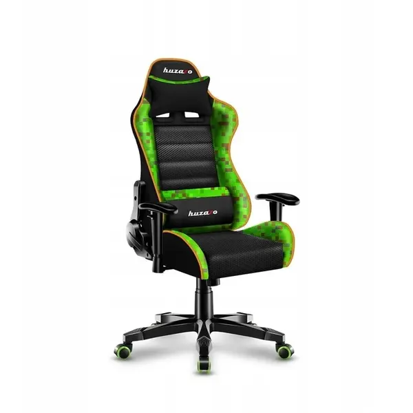 Huzaro Scaun gaming pentru copii Huzaro, Ranger 6.0 Pixel, ergonomic, material poliuretan, 100x160cm, cu perne de suport, Negru-Multicolor