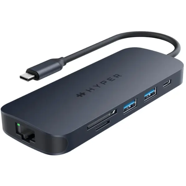 Hyper Docking Station Hyper HyperDrive EcoSmart Gen.2 Universal USB-C 8-in-1 Hub w 140 W PD3.1 Power Pass-thru, 8-in-1, 140W PD, HDMI 4K@60Hz