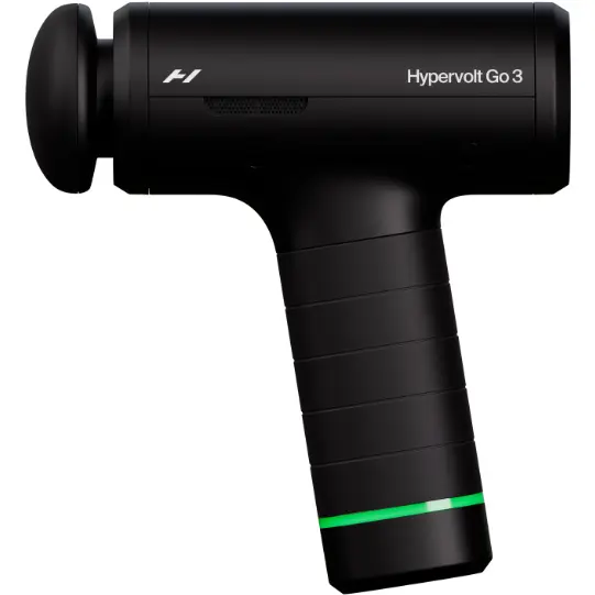 Hyperice Aparat de masaj cu vibratie Hyperice Hypervolt GO 3, 5 viteze, 2 capete masaj, USB-C, autonomie 4 ore, QuietGlide®, Negru
