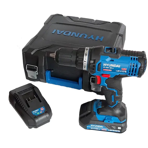 Hyundai Masina de gaurit/insurubat cu acumulator Hyundai HY-ASR 180 LI 18V, 1 acum.2.0Ah