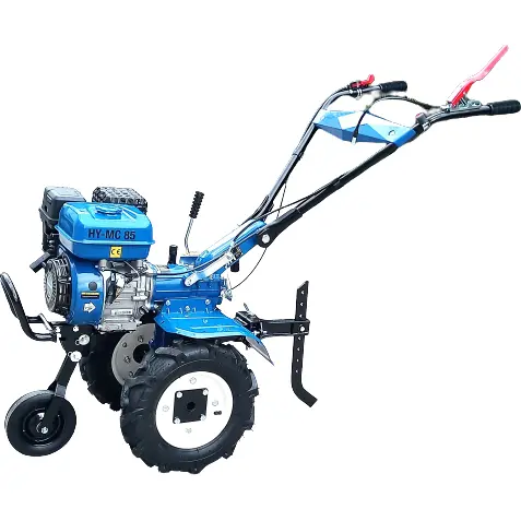 Hyundai Motocultor Hyundai HY-MC85 pe benzina, putere 7 CP, 212 cmc, latime maxima de lucru 85 cm, adancime de frezare 10-30 cm, freza de pamant si roti de cauciuc, Albastru