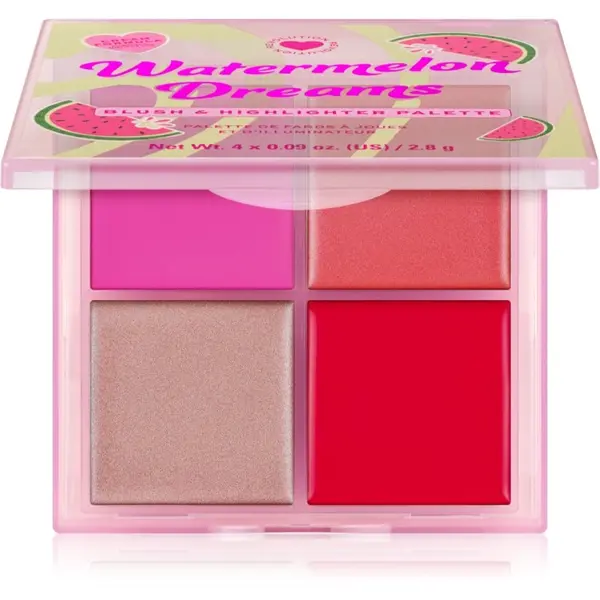 I Heart Revolution Paletă de blush și iluminator Watermelon Dreams, 4 culori