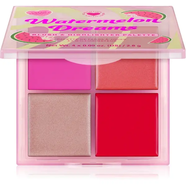 I Heart Revolution Watermelon Dreams Blush & Highlighter Quad paletă cu iluminatoare și farduri de obraz 4x2.8 g