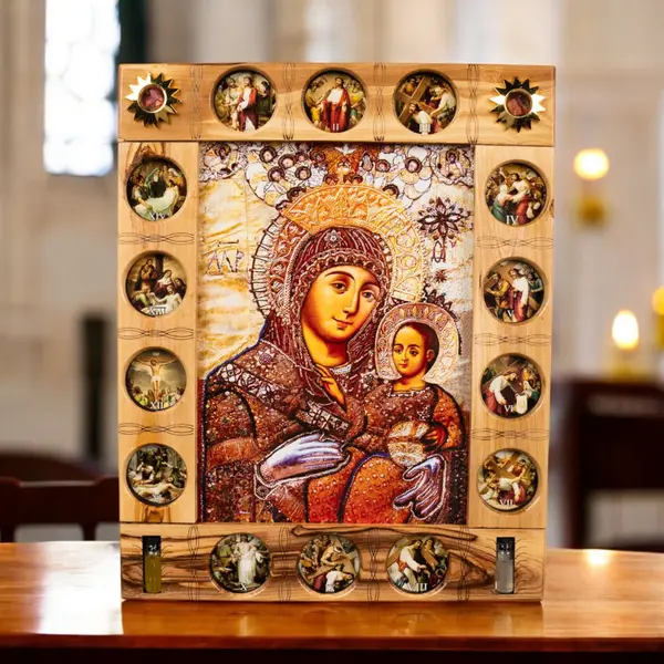Icoană „Maica Domnului din Bethlehem”, cu Cele 14 Stații ale Crucii - Default Title