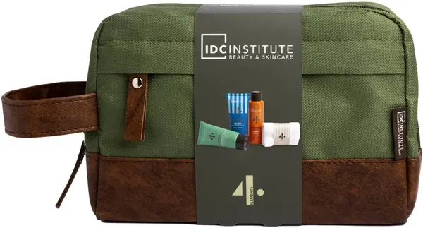 IDC Institute Set cadou pentru bărbați Four Elements, 5 piese, cu geantă verde de toaletă