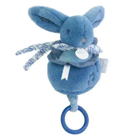 Iepuras muzical Doudou , albastru, 20 cm