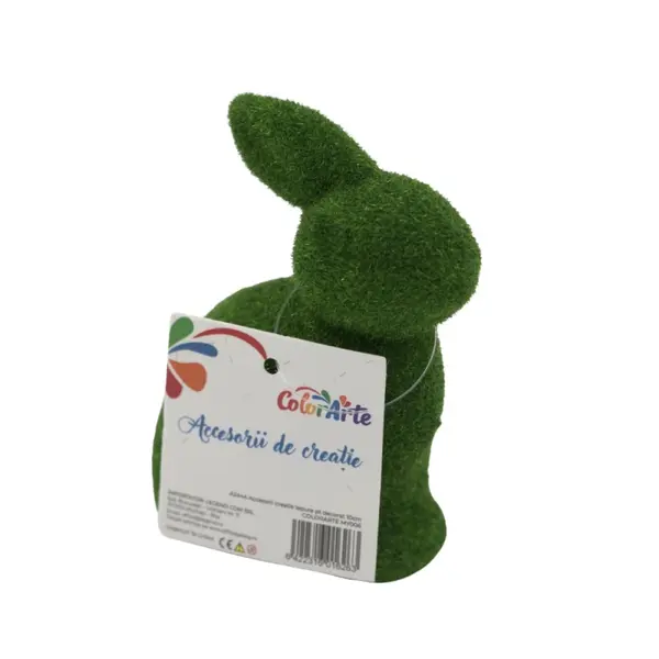 Iepure din polistiren cu sclipici pentru crafts, verde, 10 cm