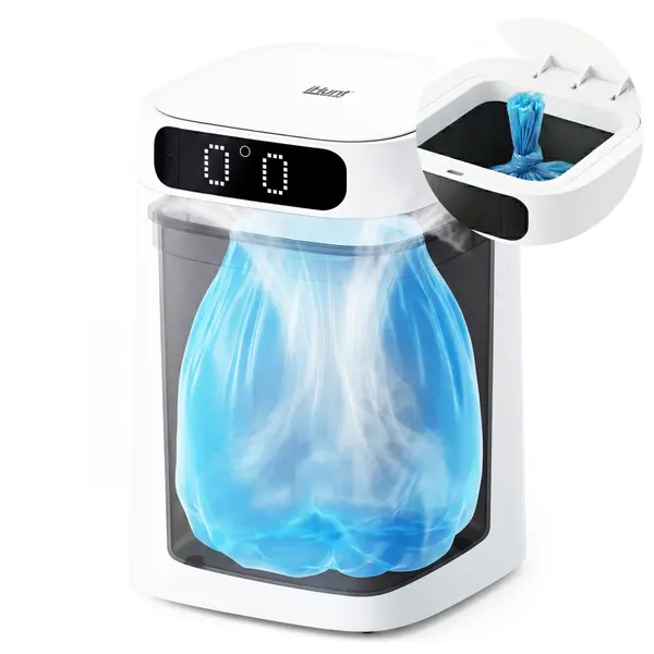 iHunt Easy Trash Can S140, capacitate 17L, cu senzor de miscare, design slim pentru spatii inguste, Alb