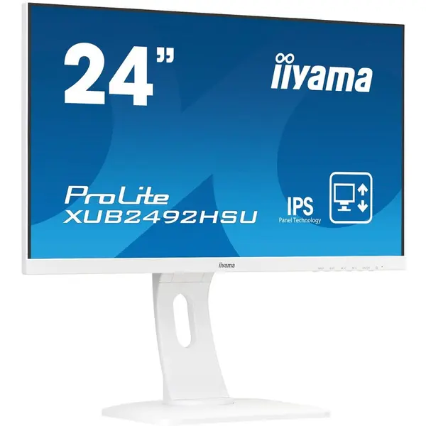 IIYAMA Monitor IIYAMA, ProLite XUB2492HSU-W1, IPS, UltraSlim, FlickerFree, BlueLightReducer, Alb, 24