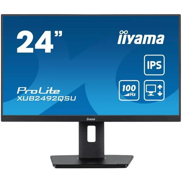 IIYAMA Monitor IPS LED Iiyama 23.8 XUB2492QSU-B1, WQHD (2560 x 1440), HDMi, DisplayPort, Boxe, Pivot, 100 Hz, 0.5 ms, Negru