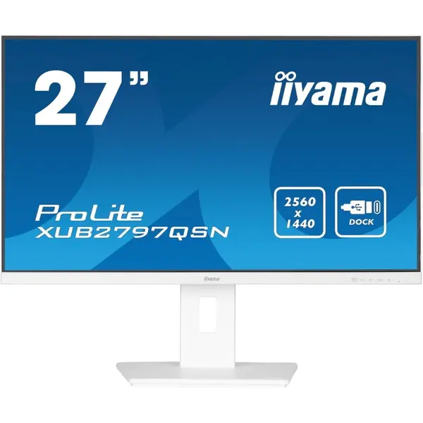 IIYAMA Monitor IPS LED Iiyama 27 XUB2797QSN-W2, QHD, 2560 x 1440, HDMI, DisplayPort, Boxe, Pivot, 100 Hz, 1 ms, Alb
