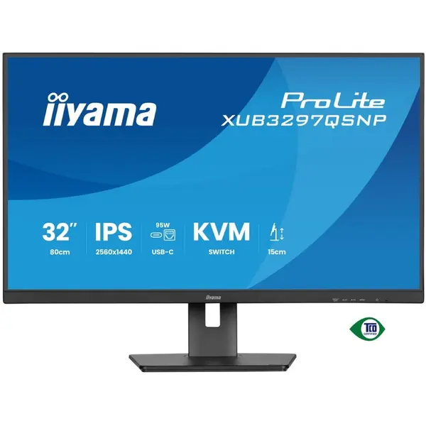 IIYAMA Monitor IPS LED Iiyama 32 XUB3297QSNP-B1, QHD 2560 x 1440, HDMI, DisplayPort, Boxe, Pivot, 100 Hz, 1 ms Negru