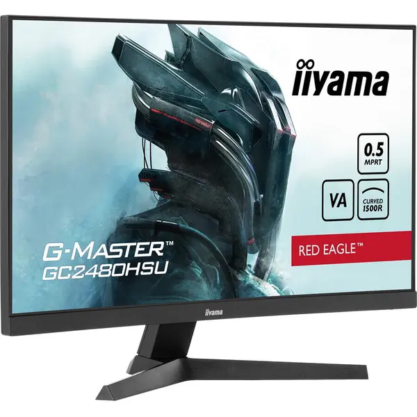 IIYAMA Monitor LED IIyama Gaming Red Eagle G-MASTER GC2480HSU-B1, Curbat , 61 cm, 24, 1920 x 1080 pixels, FHD, VA, 0.5 ms, 180 Hz, HDR FreeSync, Negru