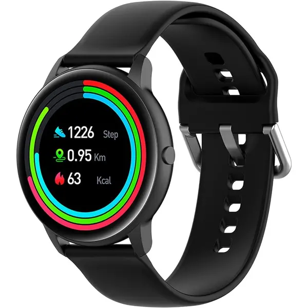 iMILAB Smartwatch IMILAB KW66, Display TFT LCD 1.28, Bluetooth, Bratara Silicon, Rezistent la apa, Android/iOS, Negru