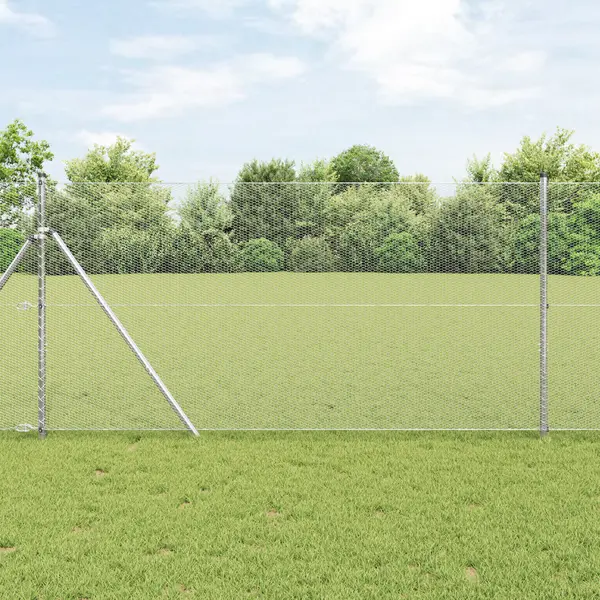 Imprejmuire hexagonala Gossi 1,4x25 m din otel galvanizat, stalpi pentru imprejmuire Gossi 13 pcs Ø32 mm 190 cm din otel galvanizat