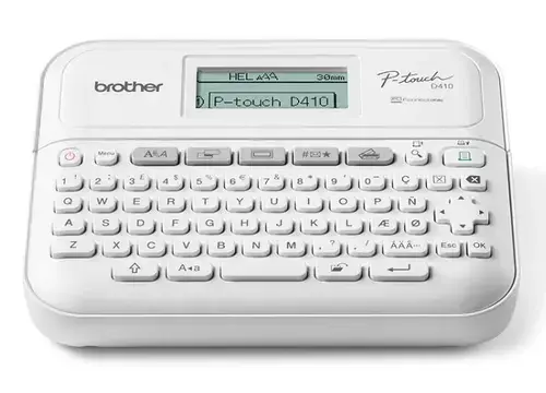 Imprimanta de etichete Brother PT-D410VP, USB 2.0, 180 DPI + carcasa (Alb)