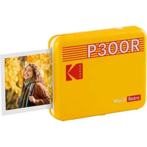 Imprimanta foto Kodak Mini 3 Retro, 3x3 inch, 291 x 300 dpi (Galben)