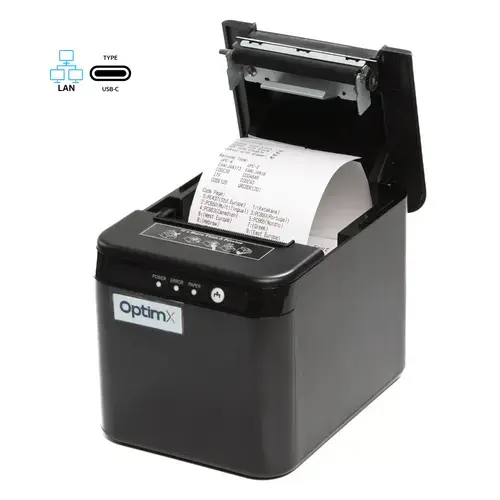 Imprimanta termica pentru chitante OptimX Pro HQ821, 80mm, viteza de printare 200mm/s, USB, LAN