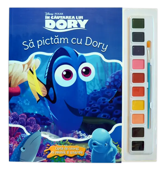 În căutarea lui Dory. Să pictăm cu Dory. Carte de colorat cu pensulă și acuarele