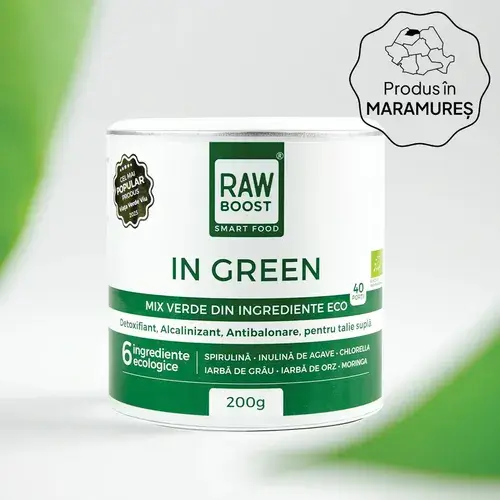 In Green - Mix Verde ECO - Detoxifiant, Alcalinizant, Antibalonare pentru Talie Suplă, 200g, #1 Best Seller | Rawboost