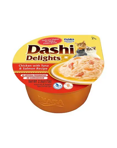 INABA Cat Dashi Delights hrana umeda pisica 70 g pui, ton si somon