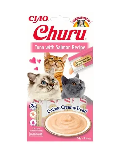 INABA Churu Cat Recompensa pentru pisici, piure cu ton si somon 56 g