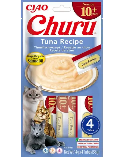 INABA Churu Cat Senior Tuna 4x14g gustare cremoasa cu aroma de ton pentru pisici in varsta