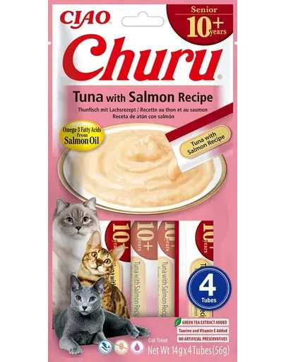 INABA Churu Cat Senior Tuna with Salmon 4x14g recompensa pisici senioare cu ton si somon