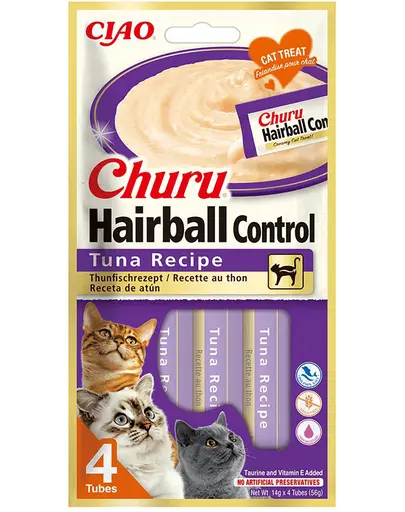 INABA Churu Hairball Tuna 4x14 g piure ton pentru pisici