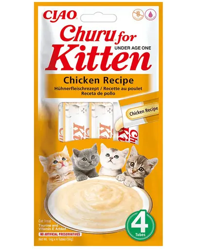 INABA Churu Kitten Chicken 4x14 g snack cremos pentru pisoi, cu pui
