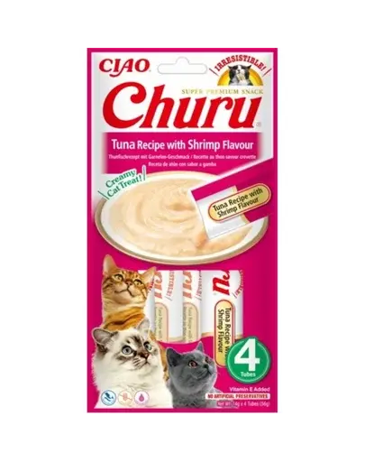 INABA Churu Tuna with shrimp 4x14g piure din ton si creveti pentru pisica