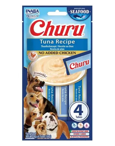 INABA Dog Churu Fish Based Tuna Recipe 4x14g recompensă cremoase cu ton pentru câini
