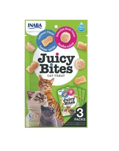 INABA Juicy Bites Recompense umede pentru pisci, cu bulion si calamar 33,9 g (3x11,3 g)