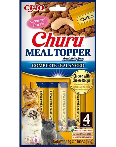 INABA Meal Topper Chicken Cheese 4x14 g snack cremos pisici, pui si branza