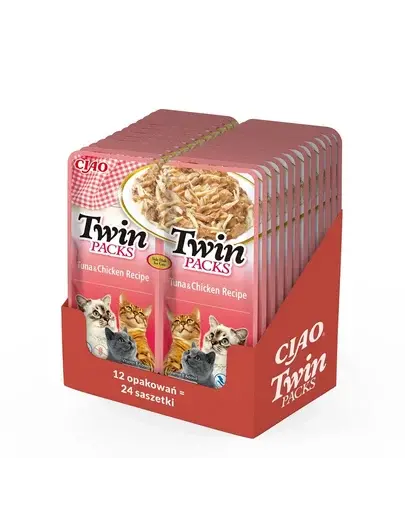 INABA Twin ton cu pui in supa pentru pisici 24x40 g
