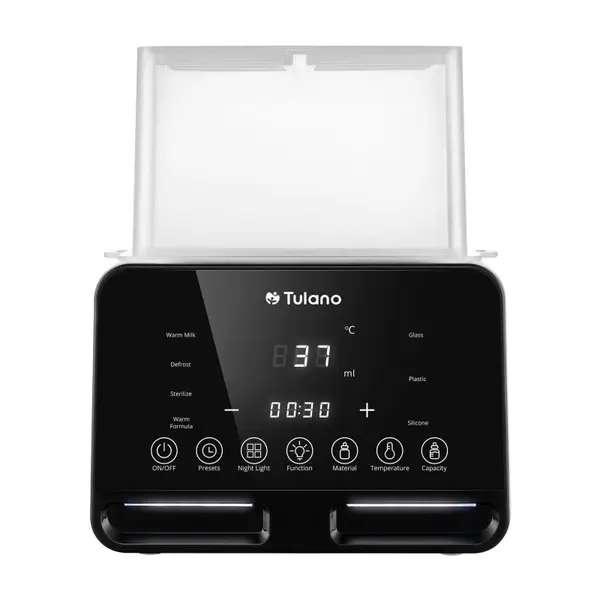 Incalzitor si sterilizator dublu pentru biberoane Tulano Ellie 45 cu 7 functii si afisaj digital,lumina de veghe,fara Bpa,termostat inteligent cu setare temperatura
