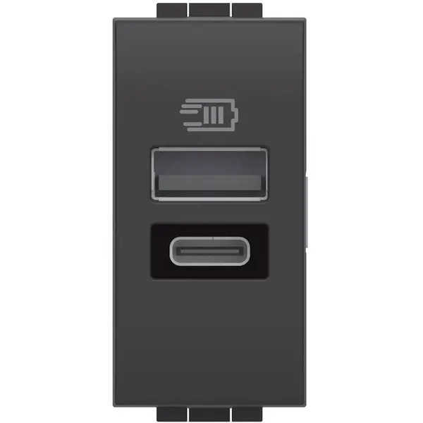 Incarcator 1 modul cu 2 usb tip A+C Bticino Living Light L4191AC, 5V, antracit