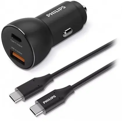 Incarcator Auto 36w USB-A SI USB Tip C PHILIPS PH-DLP2521C, cablu USB inclus, ultra fast charge