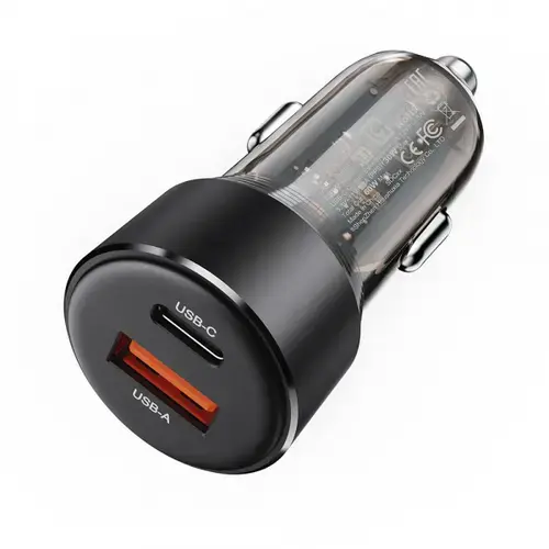 Incarcator Auto Acefast B12, 60W, 3A, 1 x USB-A - 1 x USB-C (Negru)