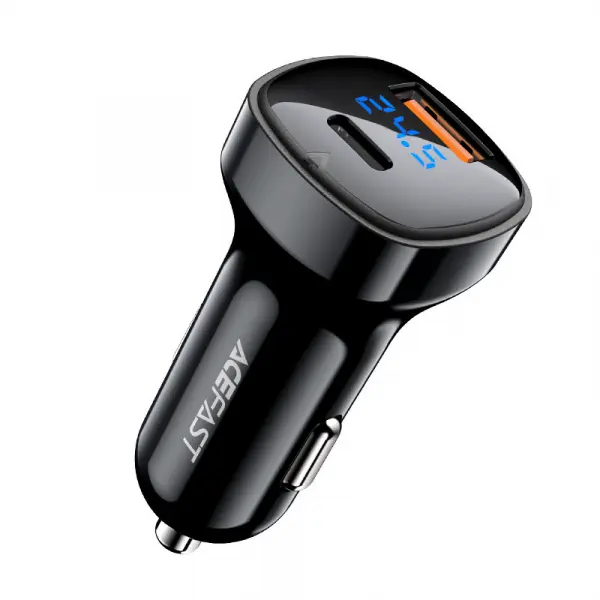 Incarcator Auto Acefast B4, 66W, 3A, 1 x USB-A - 1 x USB-C, Negru