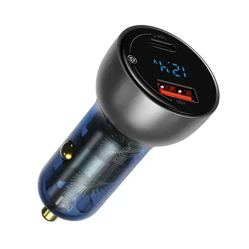 Incarcator auto Baseus, 1 x USB, 1 x USB-C, 65 W, Quick Charge, Negru