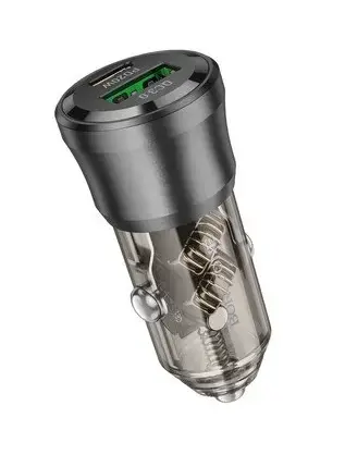 Incarcator auto Borofone BZ25 Journey USB + Type C PD38W 3A, Negru