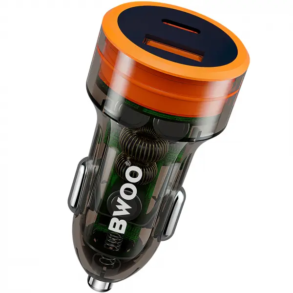 Incarcator Auto BWOO BO-CC85, 38W, 3A, 1 x USB-A - 1 x USB-C, Negru