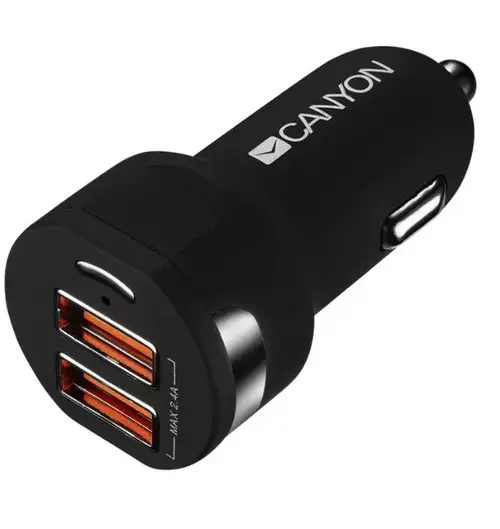 Incarcator auto Canyon C-04, DUAL USB (Negru)