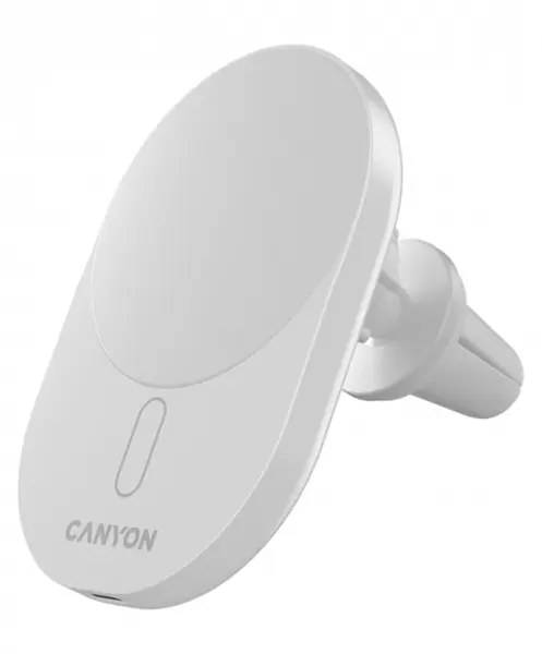 Încărcător auto Canyon - OnGrip 105, USB-C/USB-C, 15W, Qi2, alb