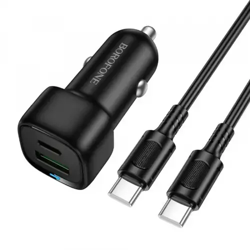 Incarcator Auto Cu Cablu USB-C Borofone BZ34B Cloud, 20W, 3A, 1 x USB-A - 1 x USB-C (Negru)